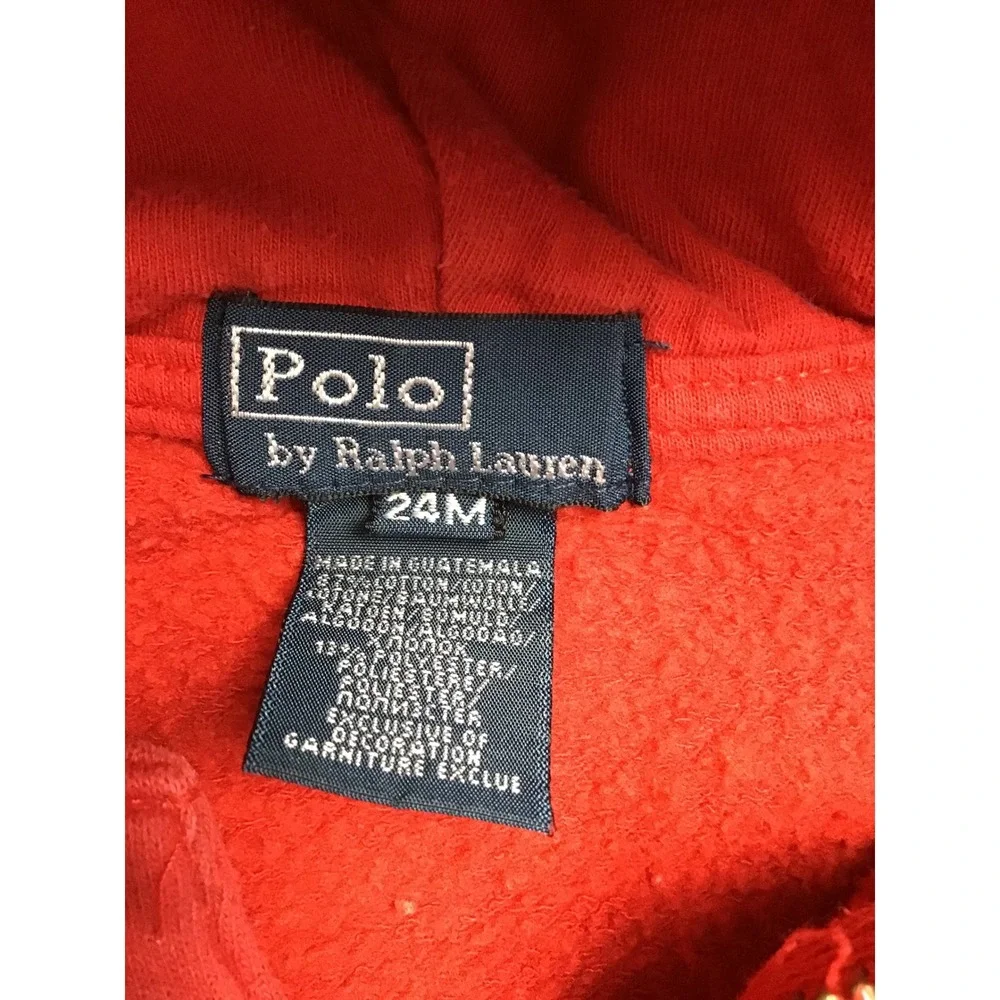 Polo Ralph Lauren Baby Red Embroidered Pony Fleece Full-Zip Hoodie Size 24M